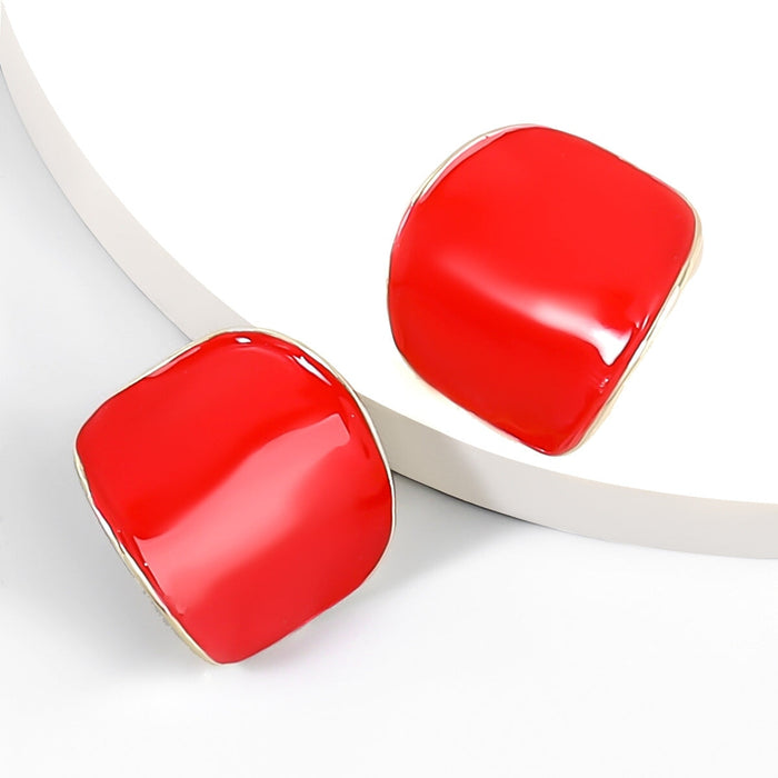Wholesale Alloy Enamel Curved Earrings JDC-ES-JL893 Earrings 氿乐 red Wholesale Jewelry JoyasDeChina Joyas De China