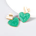 Wholesale alloy enamel double love earrings JDC-ES-JL837 Earrings 氿乐 green Wholesale Jewelry JoyasDeChina Joyas De China