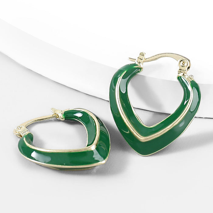 Wholesale alloy enamel geometric earrings JDC-ES-JL842 Earrings 氿乐 green Wholesale Jewelry JoyasDeChina Joyas De China