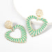 Wholesale Alloy Enamel Striped Heart Earrings JDC-ES-JL898 Earrings 氿乐 green Wholesale Jewelry JoyasDeChina Joyas De China