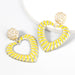 Wholesale Alloy Enamel Striped Heart Earrings JDC-ES-JL898 Earrings 氿乐 yellow Wholesale Jewelry JoyasDeChina Joyas De China