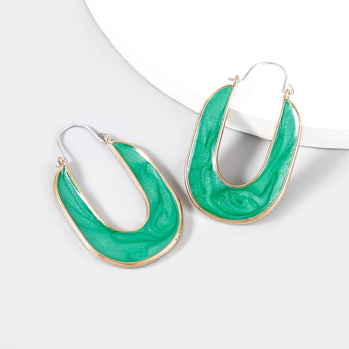 Wholesale alloy enamel U-shaped earrings JDC-ES-JL840 Earrings 氿乐 green Wholesale Jewelry JoyasDeChina Joyas De China