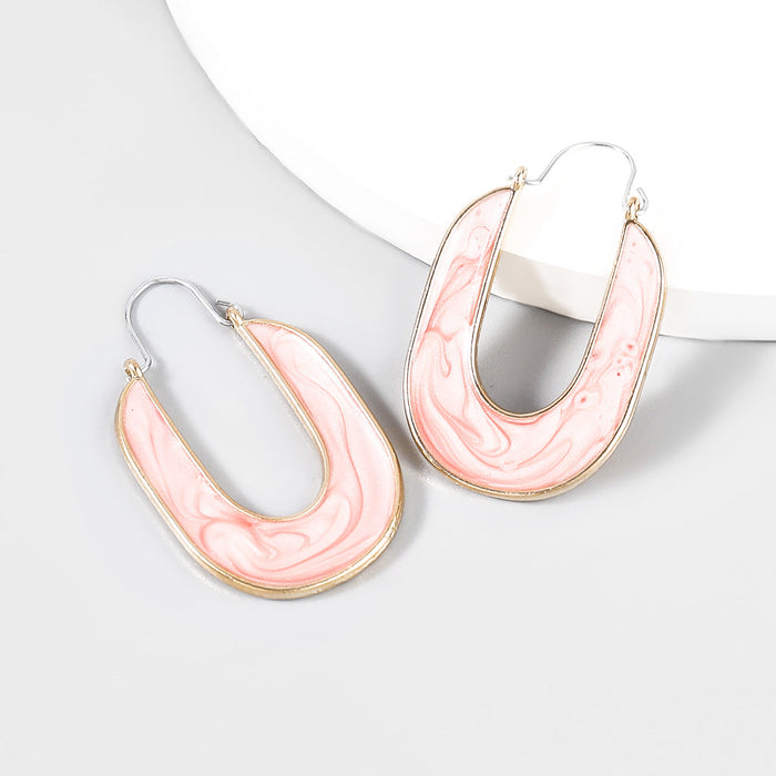 Wholesale alloy enamel U-shaped earrings JDC-ES-JL840 Earrings 氿乐 pink Wholesale Jewelry JoyasDeChina Joyas De China