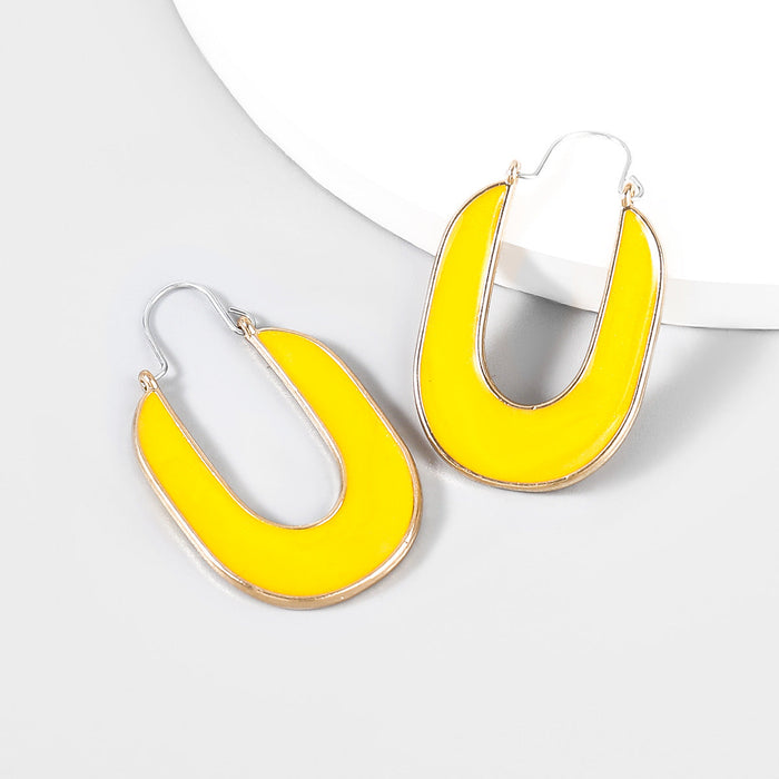 Wholesale alloy enamel U-shaped earrings JDC-ES-JL840 Earrings 氿乐 yellow Wholesale Jewelry JoyasDeChina Joyas De China