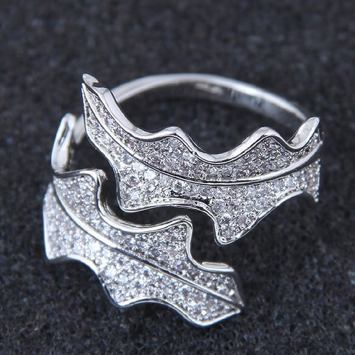 Bulk Jewelry Wholesale alloy-encrusted leaf opening rings JDC-RS-wy043 Wholesale factory from China YIWU China