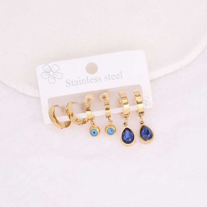 Wholesale alloy eye stud earrings set JDC-ES-Bingm011 Earrings 冰萌 1# Wholesale Jewelry JoyasDeChina Joyas De China