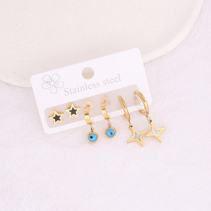 Wholesale alloy eye stud earrings set JDC-ES-Bingm011 Earrings 冰萌 4# Wholesale Jewelry JoyasDeChina Joyas De China