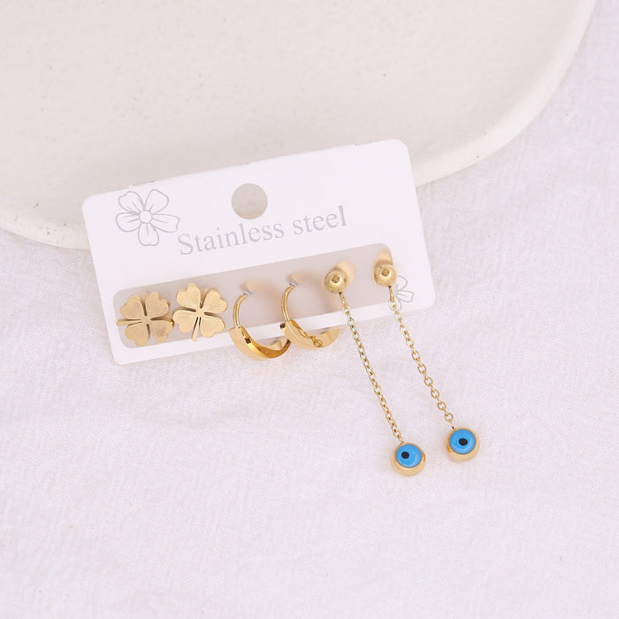 Wholesale alloy eye stud earrings set JDC-ES-Bingm011 Earrings 冰萌 5# Wholesale Jewelry JoyasDeChina Joyas De China