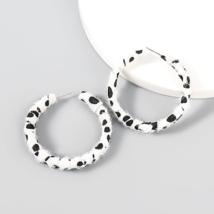 Wholesale Alloy Fabric C Shape Leopard Print Earrings JDC-ES-JL731 Earrings 氿乐 white Wholesale Jewelry JoyasDeChina Joyas De China