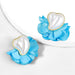 Wholesale alloy fabric imitation pearl flower earrings JDC-ES-JL833 Earrings 氿乐 blue Wholesale Jewelry JoyasDeChina Joyas De China