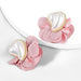 Wholesale alloy fabric imitation pearl flower earrings JDC-ES-JL833 Earrings 氿乐 pink Wholesale Jewelry JoyasDeChina Joyas De China