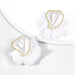 Wholesale alloy fabric imitation pearl flower earrings JDC-ES-JL833 Earrings 氿乐 white Wholesale Jewelry JoyasDeChina Joyas De China
