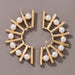 Wholesale alloy fan-shaped pearl floret half-round earrings JDC-ES-C146 Earrings JoyasDeChina 18154 Wholesale Jewelry JoyasDeChina Joyas De China