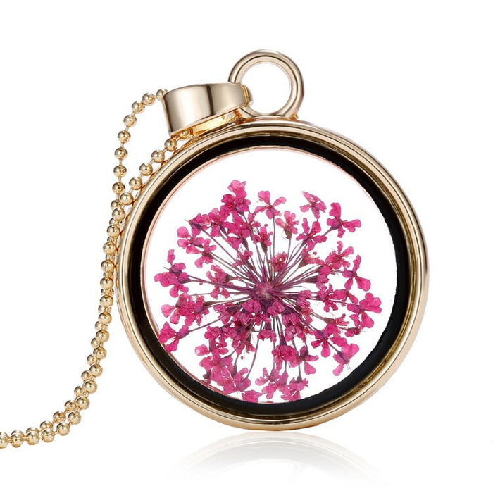 Wholesale Alloy Fashion Dried Flower Transparent Necklace JDC-NE-YinH009 Necklaces 颖皓 150N67 Wholesale Jewelry JoyasDeChina Joyas De China