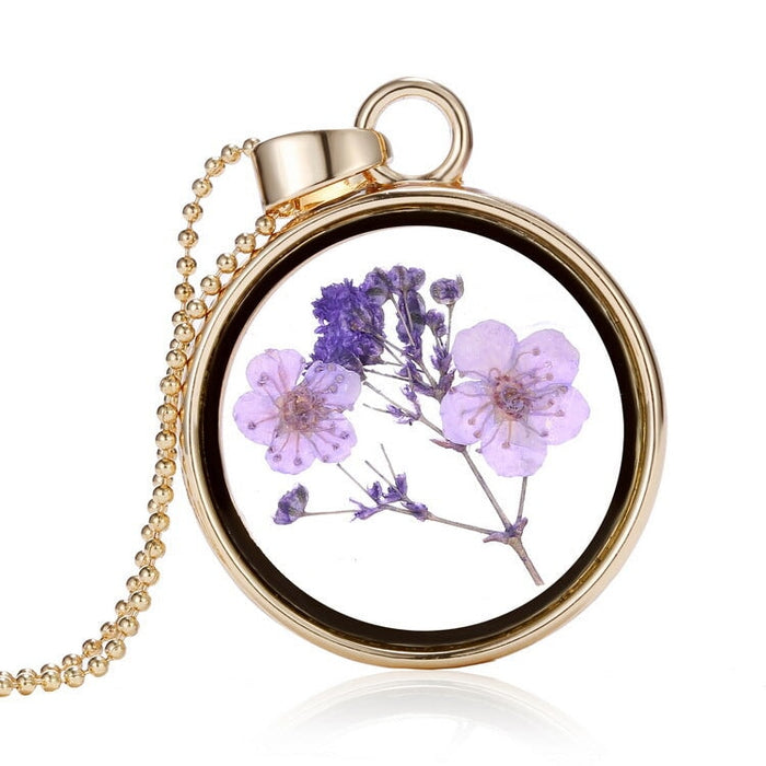 Wholesale Alloy Fashion Dried Flower Transparent Necklace JDC-NE-YinH009 Necklaces 颖皓 150N68 Wholesale Jewelry JoyasDeChina Joyas De China