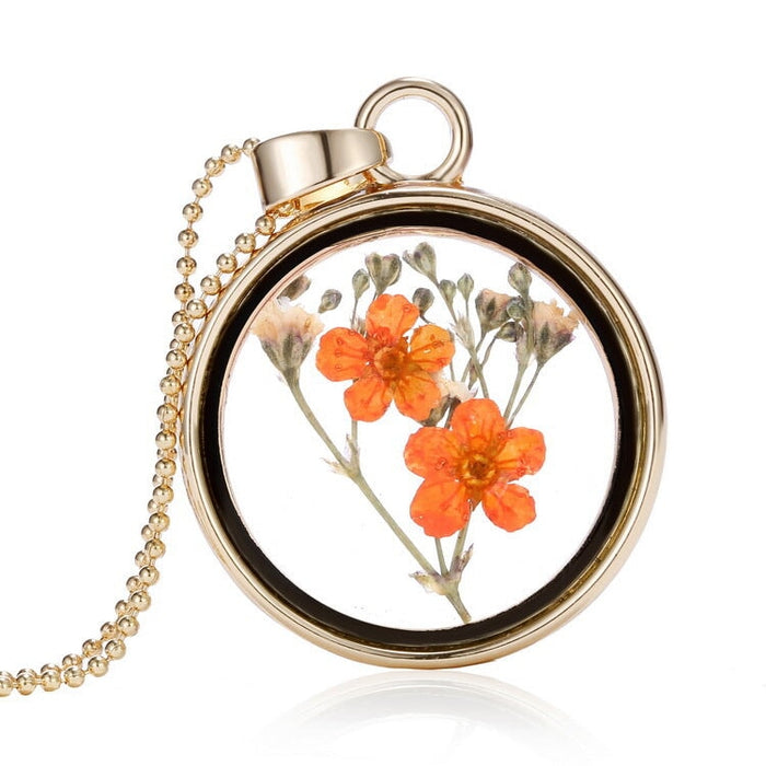 Wholesale Alloy Fashion Dried Flower Transparent Necklace JDC-NE-YinH009 Necklaces 颖皓 150N69 Wholesale Jewelry JoyasDeChina Joyas De China