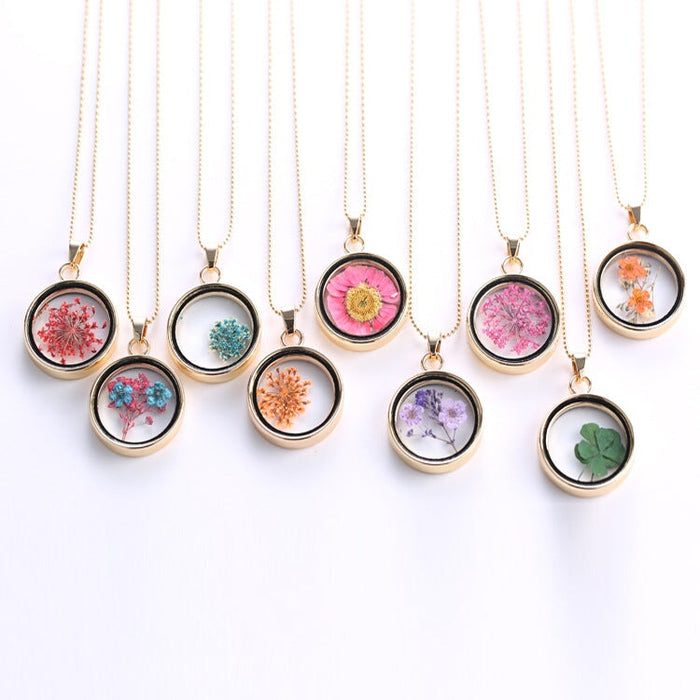 Wholesale Alloy Fashion Dried Flower Transparent Necklace JDC-NE-YinH009 Necklaces 颖皓 Wholesale Jewelry JoyasDeChina Joyas De China