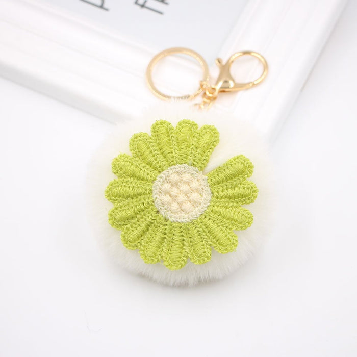 Wholesale Alloy Faux Hair Avocado Daisy Hair Ball Pom Pom Keychain JDC-KC-Zuge040 Keychains 祖格 Wholesale Jewelry JoyasDeChina Joyas De China