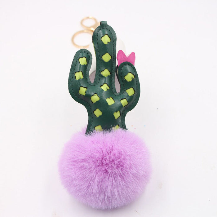 Wholesale Alloy Faux Hair Cactus Hairball Pom Pom Keychain JDC-KC-Zuge039 Keychains 祖格 Wholesale Jewelry JoyasDeChina Joyas De China