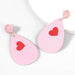Wholesale Alloy Faux Leather Geometric Heart Earrings JDC-ES-JL894 Earrings 氿乐 pink Wholesale Jewelry JoyasDeChina Joyas De China