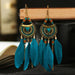 Wholesale alloy feather long rice bead earrings JDC-ES-daiq017 Earrings 黛茜 Wholesale Jewelry JoyasDeChina Joyas De China