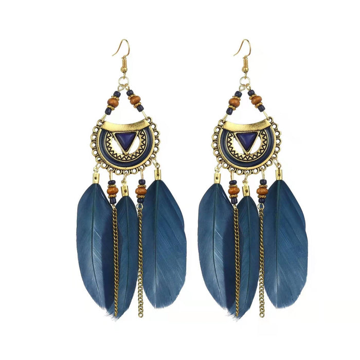 Wholesale alloy feather long rice bead earrings JDC-ES-daiq017 Earrings 黛茜 5 Wholesale Jewelry JoyasDeChina Joyas De China