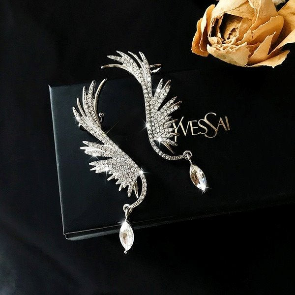 Wholesale alloy feather Silver Earrings JDC-ES-BY-021 Earrings 宝钰 Wholesale Jewelry JoyasDeChina Joyas De China
