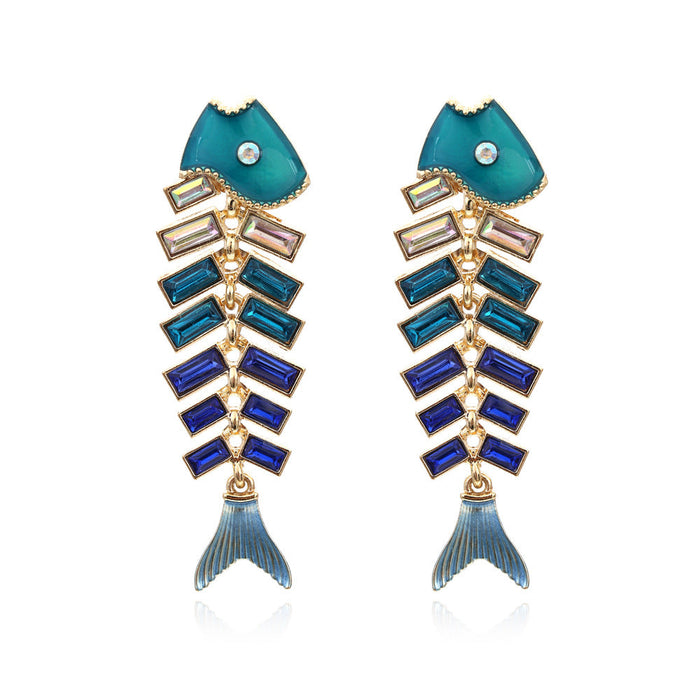 Wholesale alloy fishbone color diamond earrings JDC-ES-MY220 Earrings 曼茵 color Wholesale Jewelry JoyasDeChina Joyas De China
