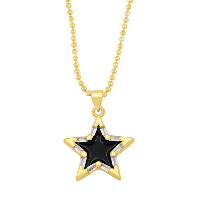 Wholesale alloy five-pointed star necklace JDC-NE-AS380 NECKLACE 翱昇 balck Wholesale Jewelry JoyasDeChina Joyas De China