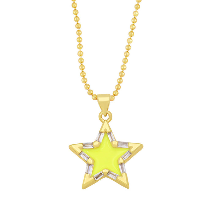 Wholesale alloy five-pointed star necklace JDC-NE-AS380 NECKLACE 翱昇 yellow Wholesale Jewelry JoyasDeChina Joyas De China