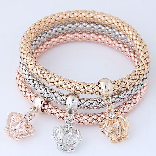 Bulk Jewelry Wholesale alloy five-pointed star three-color corn chain multi-layer bracelet JDC-BT-wy005 Wholesale factory from China YIWU China