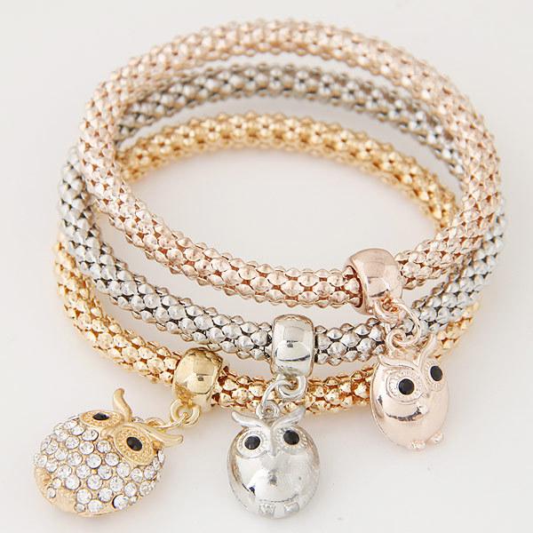 Bulk Jewelry Wholesale alloy five-pointed star three-color corn chain multi-layer bracelet JDC-BT-wy005 Wholesale factory from China YIWU China
