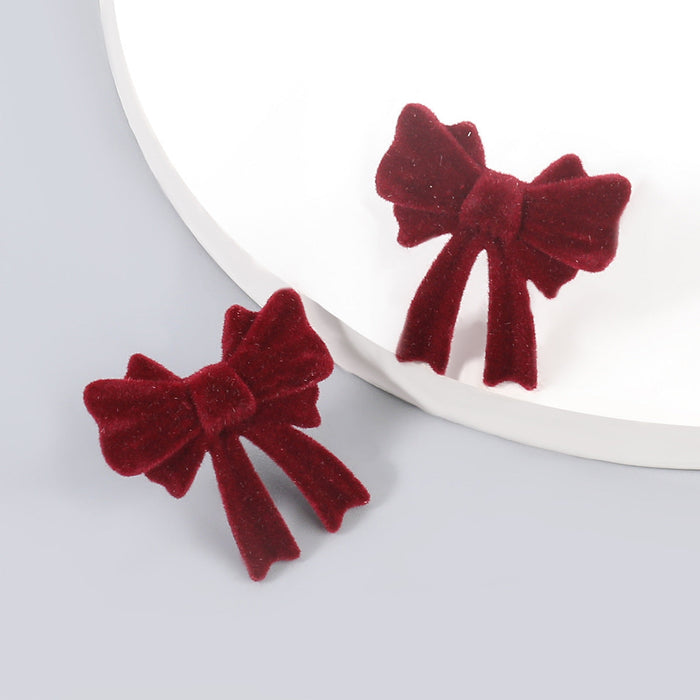 Wholesale alloy flannel bow earrings JDC-ES-JL755 Earrings 氿乐 red Wholesale Jewelry JoyasDeChina Joyas De China