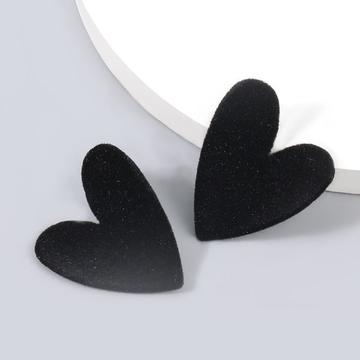 Wholesale alloy flannel heart earrings JDC-ES-JL771 Earrings 氿乐 black Wholesale Jewelry JoyasDeChina Joyas De China