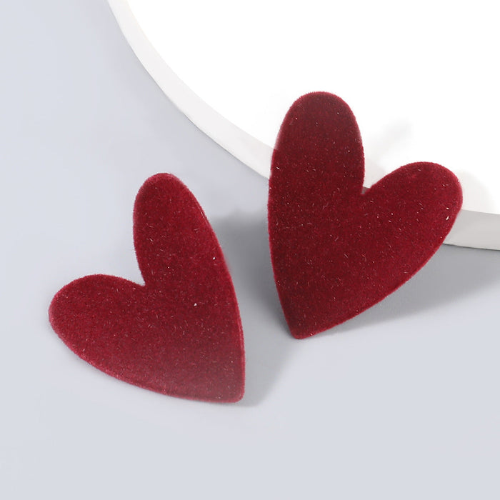 Wholesale alloy flannel heart earrings JDC-ES-JL771 Earrings 氿乐 red Wholesale Jewelry JoyasDeChina Joyas De China