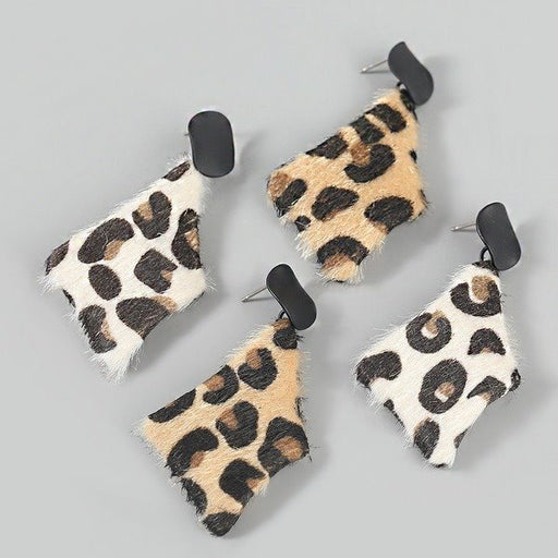 Wholesale Alloy Flannel Leopard Print Geometric Earrings JDC-ES-JL778 Earrings 氿乐 Wholesale Jewelry JoyasDeChina Joyas De China