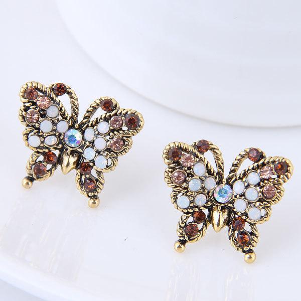 Wholesale alloy flash Rhinestone beautiful butterfly earrings JDC-ES-wy046 Earrings JoyasDeChina White _12011352 Wholesale Jewelry JoyasDeChina Joyas De China