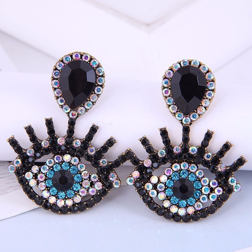 Wholesale alloy flash Rhinestone devil's eye earrings JDC-ES-WY100 Earrings JoyasDeChina Wholesale Jewelry JoyasDeChina Joyas De China