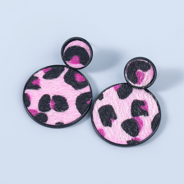 Wholesale alloy flocking round leopard print earrings JDC-ES-JL759 Earrings 氿乐 Wholesale Jewelry JoyasDeChina Joyas De China