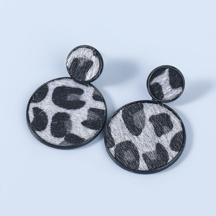 Wholesale alloy flocking round leopard print earrings JDC-ES-JL759 Earrings 氿乐 Wholesale Jewelry JoyasDeChina Joyas De China
