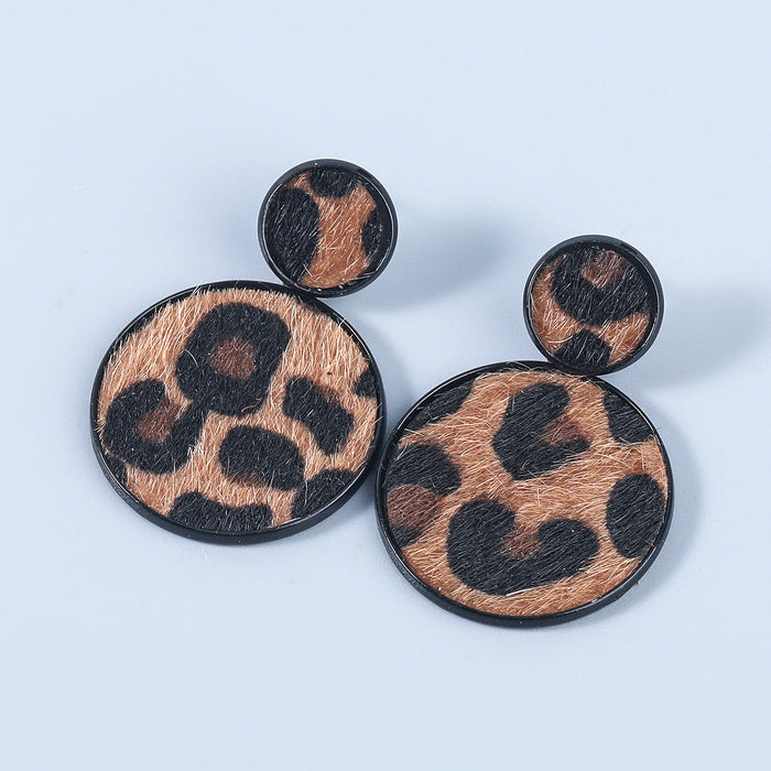 Wholesale alloy flocking round leopard print earrings JDC-ES-JL759 Earrings 氿乐 brown Wholesale Jewelry JoyasDeChina Joyas De China