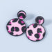 Wholesale alloy flocking round leopard print earrings JDC-ES-JL759 Earrings 氿乐 pink Wholesale Jewelry JoyasDeChina Joyas De China