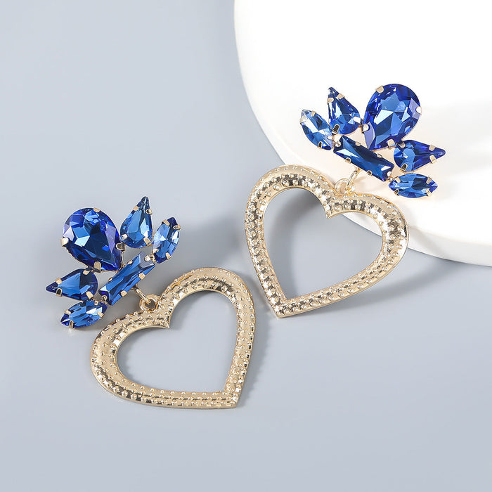 Wholesale alloy flower and diamond heart-shaped earrings JDC-ES-JL012 Earrings JoyasDeChina blue Wholesale Jewelry JoyasDeChina Joyas De China