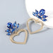 Wholesale alloy flower and diamond heart-shaped earrings JDC-ES-JL012 Earrings JoyasDeChina blue Wholesale Jewelry JoyasDeChina Joyas De China