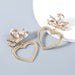 Wholesale alloy flower and diamond heart-shaped earrings JDC-ES-JL012 Earrings JoyasDeChina gold Wholesale Jewelry JoyasDeChina Joyas De China