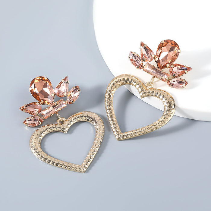 Wholesale alloy flower and diamond heart-shaped earrings JDC-ES-JL012 Earrings JoyasDeChina Rose gold Wholesale Jewelry JoyasDeChina Joyas De China