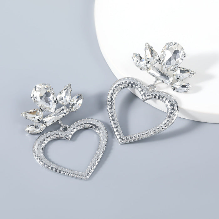 Wholesale alloy flower and diamond heart-shaped earrings JDC-ES-JL012 Earrings JoyasDeChina white Wholesale Jewelry JoyasDeChina Joyas De China