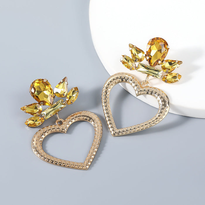 Wholesale alloy flower and diamond heart-shaped earrings JDC-ES-JL012 Earrings JoyasDeChina yellow Wholesale Jewelry JoyasDeChina Joyas De China