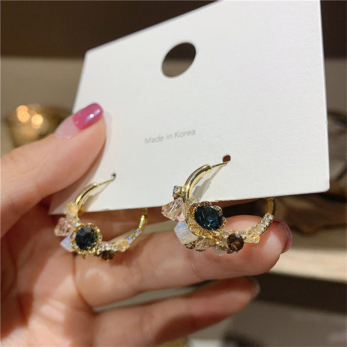 Wholesale alloy flower gold earrings JDC-ES-BY074 Earrings 宝钰 Golden Wholesale Jewelry JoyasDeChina Joyas De China