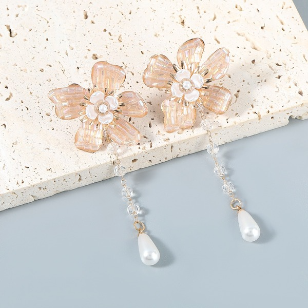 Wholesale alloy flower imitation pearl earrings JDC-ES-JL112 Earrings JoyasDeChina Wholesale Jewelry JoyasDeChina Joyas De China